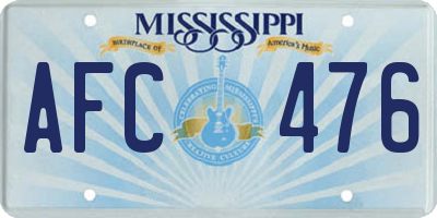 MS license plate AFC476