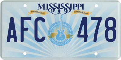 MS license plate AFC478