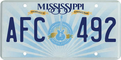 MS license plate AFC492