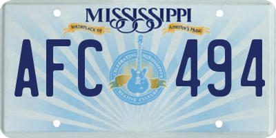 MS license plate AFC494