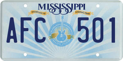 MS license plate AFC501