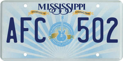 MS license plate AFC502