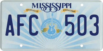 MS license plate AFC503
