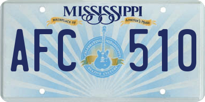 MS license plate AFC510