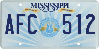 MS license plate AFC512