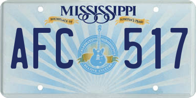 MS license plate AFC517