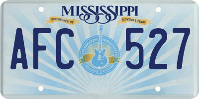 MS license plate AFC527