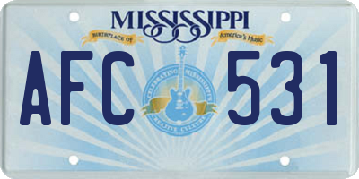 MS license plate AFC531