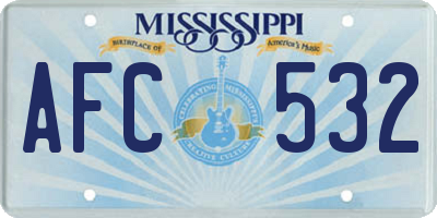 MS license plate AFC532