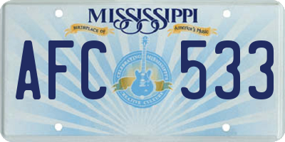 MS license plate AFC533