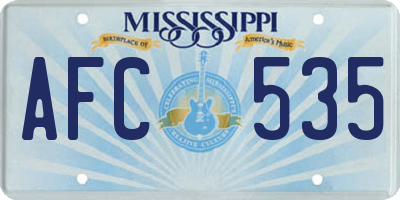 MS license plate AFC535