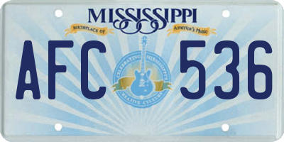 MS license plate AFC536