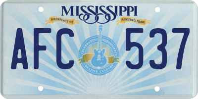 MS license plate AFC537