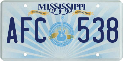 MS license plate AFC538