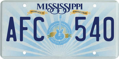 MS license plate AFC540