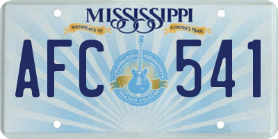 MS license plate AFC541