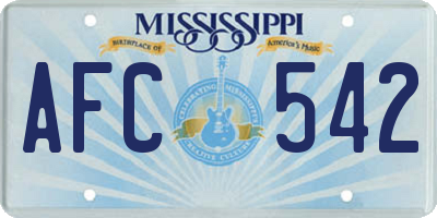 MS license plate AFC542