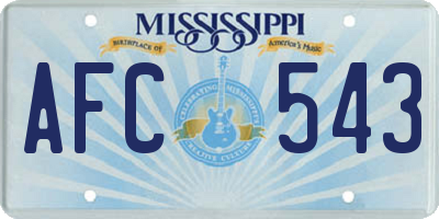 MS license plate AFC543
