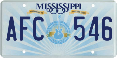 MS license plate AFC546
