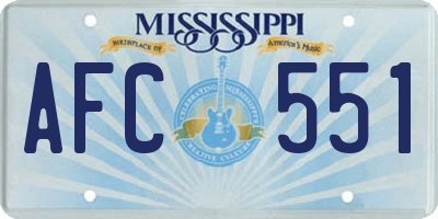 MS license plate AFC551
