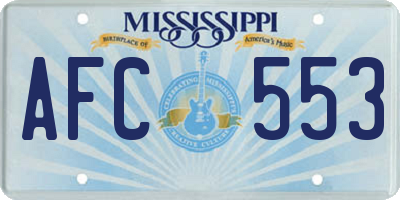 MS license plate AFC553