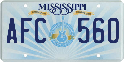 MS license plate AFC560