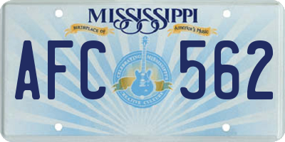 MS license plate AFC562