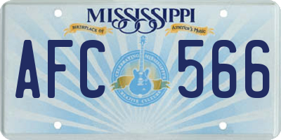 MS license plate AFC566