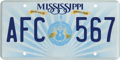 MS license plate AFC567