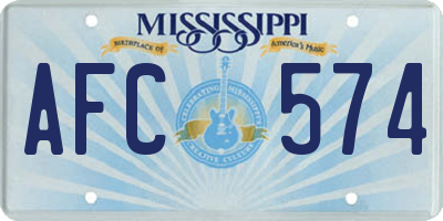 MS license plate AFC574