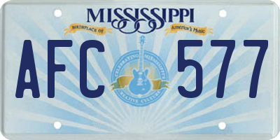 MS license plate AFC577