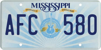 MS license plate AFC580