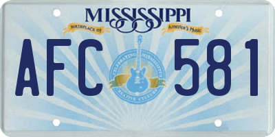MS license plate AFC581