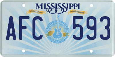 MS license plate AFC593