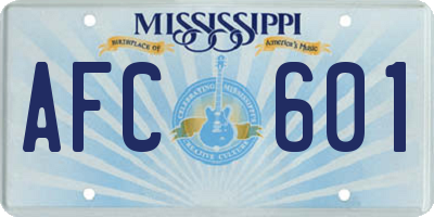 MS license plate AFC601