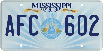 MS license plate AFC602