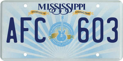 MS license plate AFC603