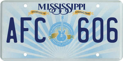 MS license plate AFC606