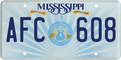 MS license plate AFC608