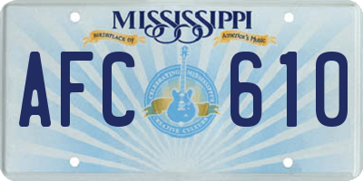 MS license plate AFC610
