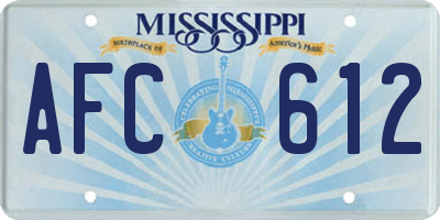 MS license plate AFC612