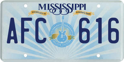 MS license plate AFC616
