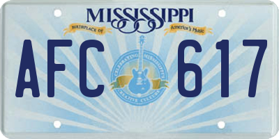 MS license plate AFC617