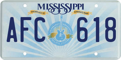 MS license plate AFC618