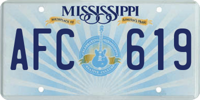 MS license plate AFC619