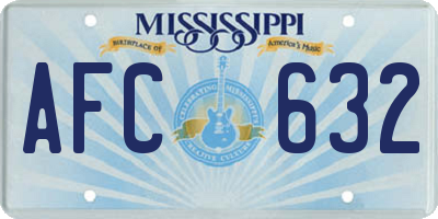 MS license plate AFC632