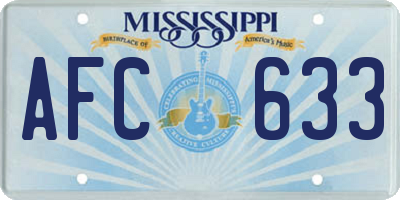 MS license plate AFC633