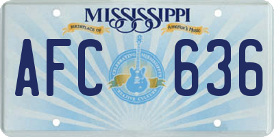 MS license plate AFC636