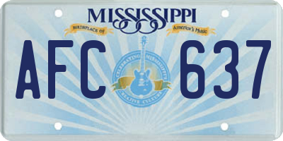MS license plate AFC637