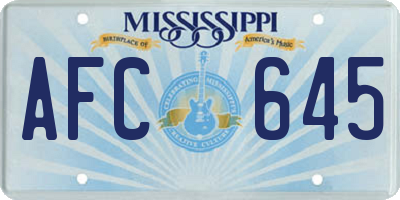 MS license plate AFC645